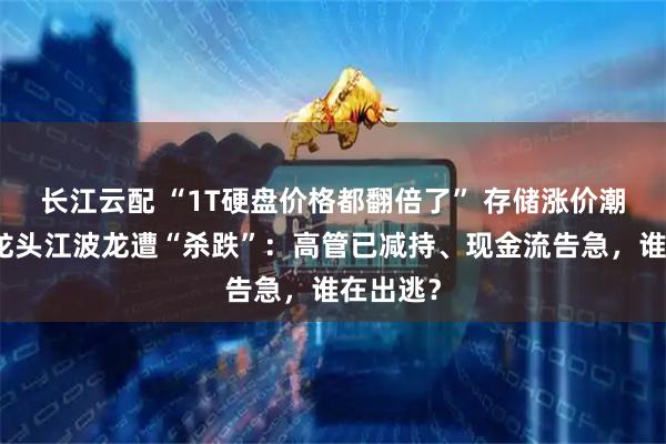 长江云配 “1T硬盘价格都翻倍了” 存储涨价潮持续，龙头江波龙遭“杀跌”：高管已减持、现金流告急，谁在出逃？
