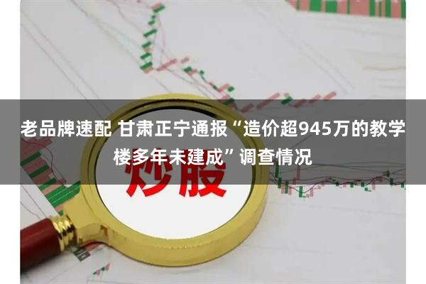 老品牌速配 甘肃正宁通报“造价超945万的教学楼多年未建成”调查情况