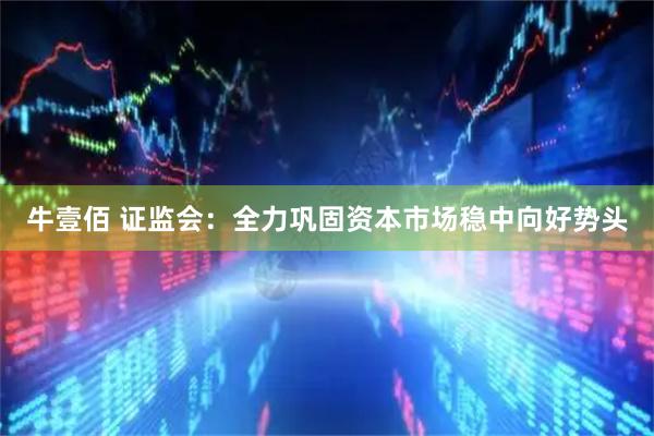 牛壹佰 证监会：全力巩固资本市场稳中向好势头